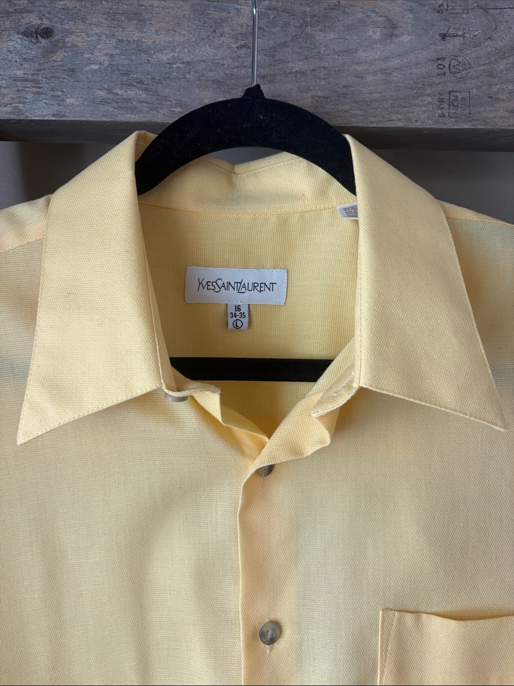 Vintage YSL Button-Up Shirt Large Wrinkle Resistant Butter Yellow - Picture 2 of 7